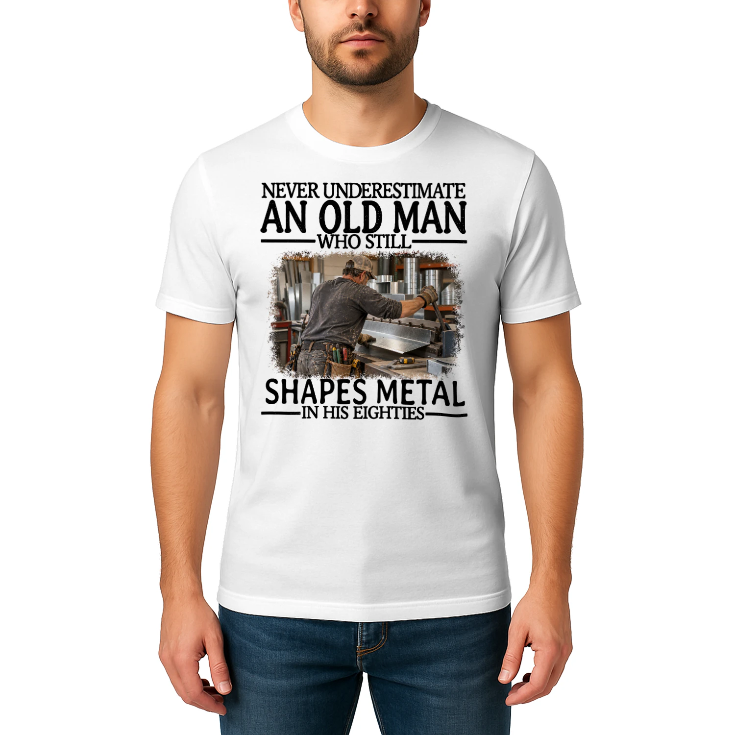 Shapes Metal Old Man In His Eighties Sheet Metal T Shirt AOM0218