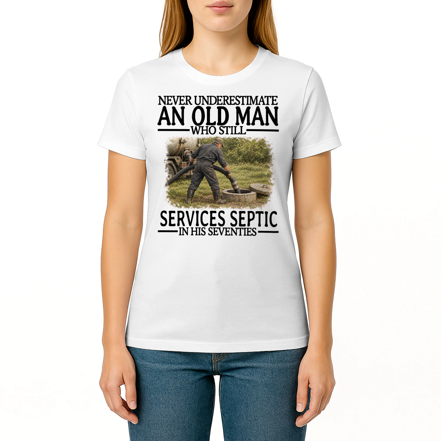 Services Septic Old Man In His Seventies Septic Work T Shirt AOM0329
