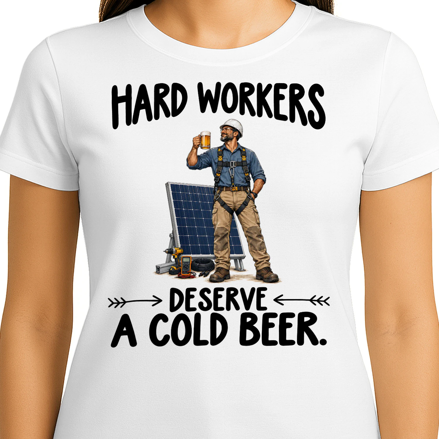 Solar Installers Deserve Cold Beer Job Humor T Shirt JHU0068