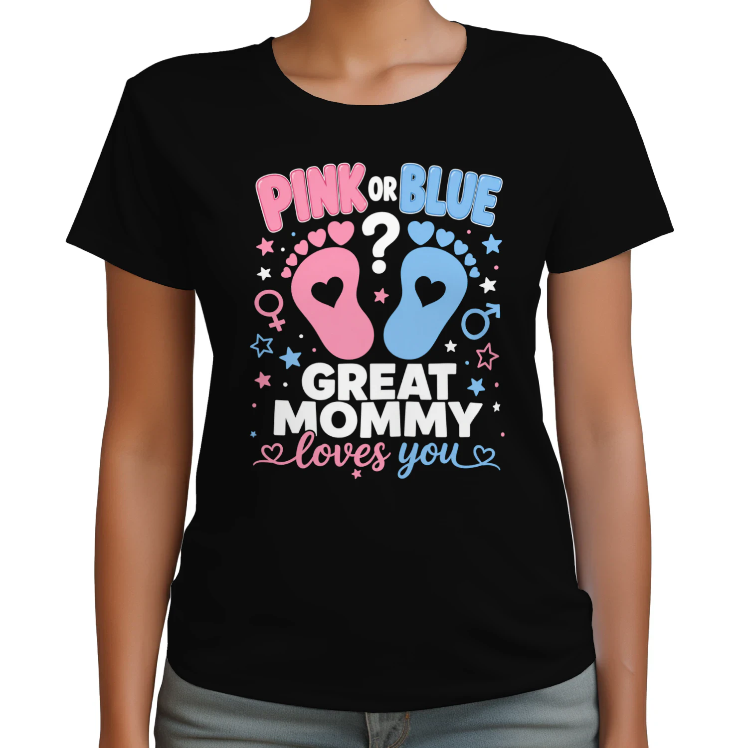 Pink Or Blue Mommy Loves You Gender Reveal Performance T-Shirt