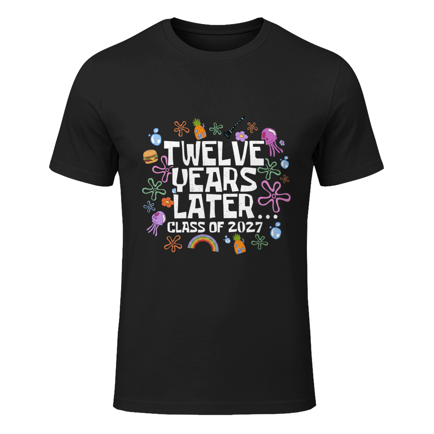 "Twelve Years Later..." Class of 2027 SpongeBob-Themed Graduation Graphic Premium T-shirt