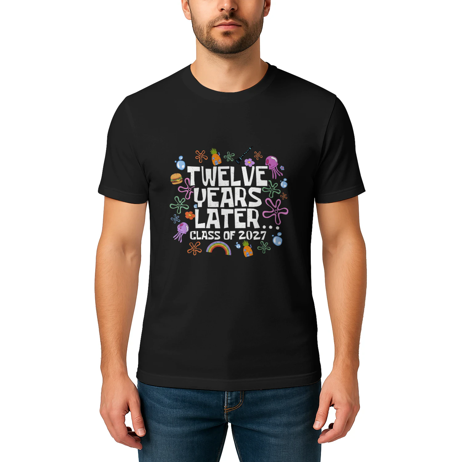 "Twelve Years Later..." Class of 2027 SpongeBob-Themed Graduation Graphic Premium T-shirt