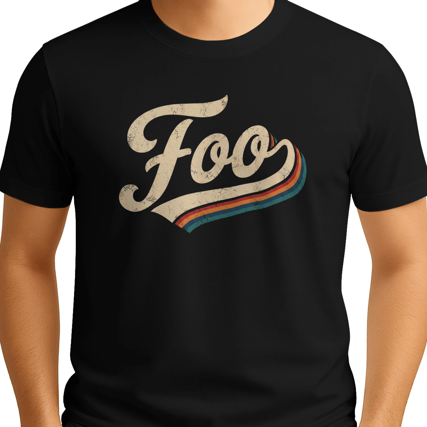 Vintage Retro 70s Style "Foo" Name Graphic Premium T-shirt