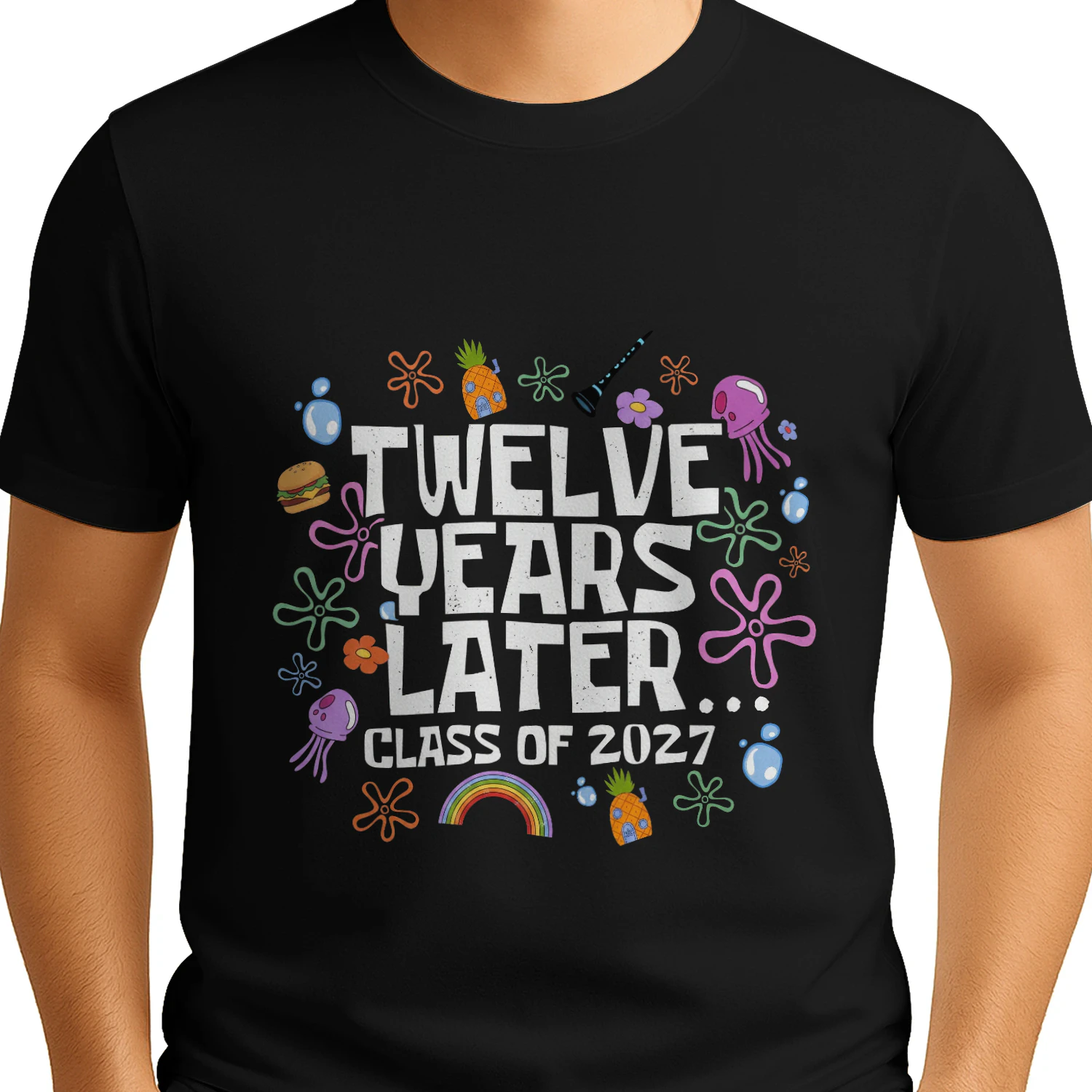 "Twelve Years Later..." Class of 2027 SpongeBob-Themed Graduation Graphic Premium T-shirt