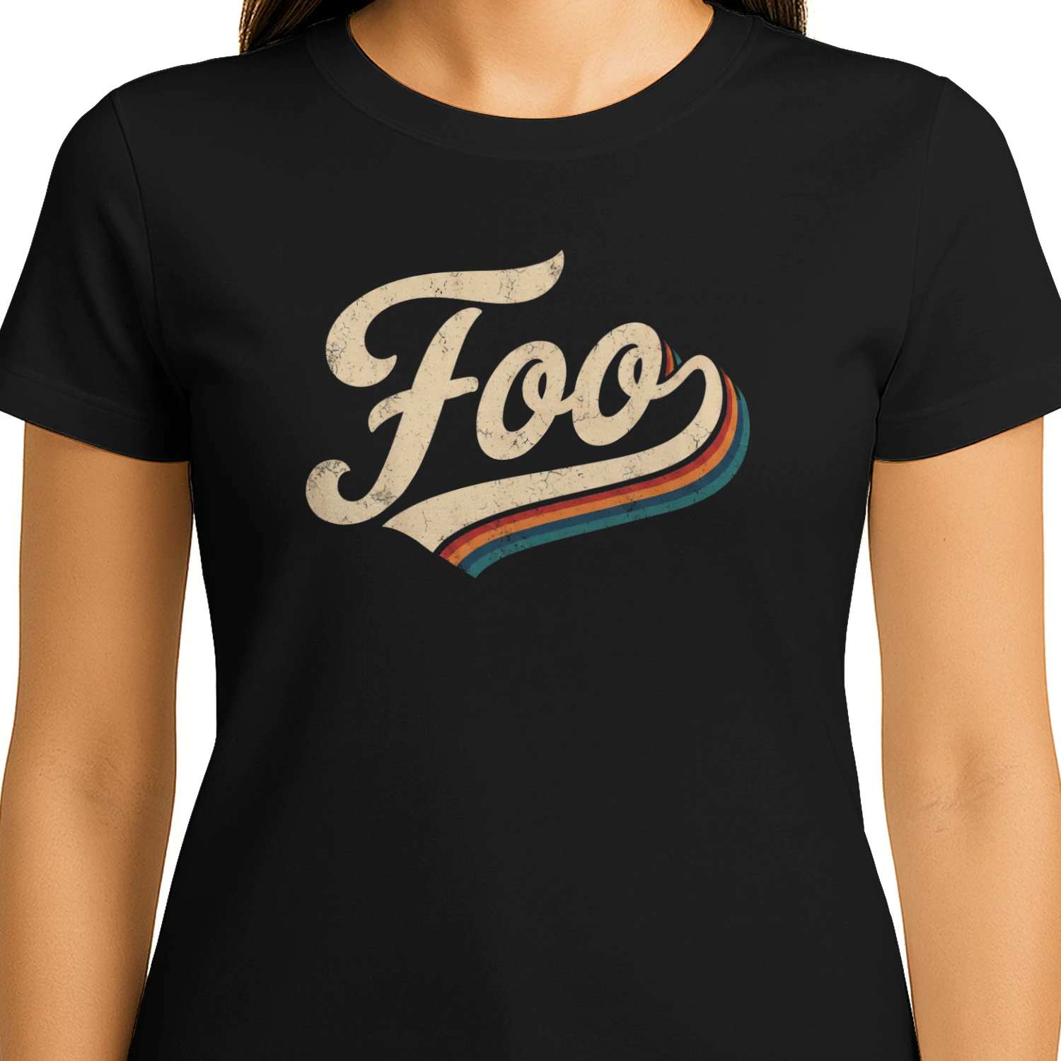 Vintage Retro 70s Style "Foo" Name Graphic Premium T-shirt