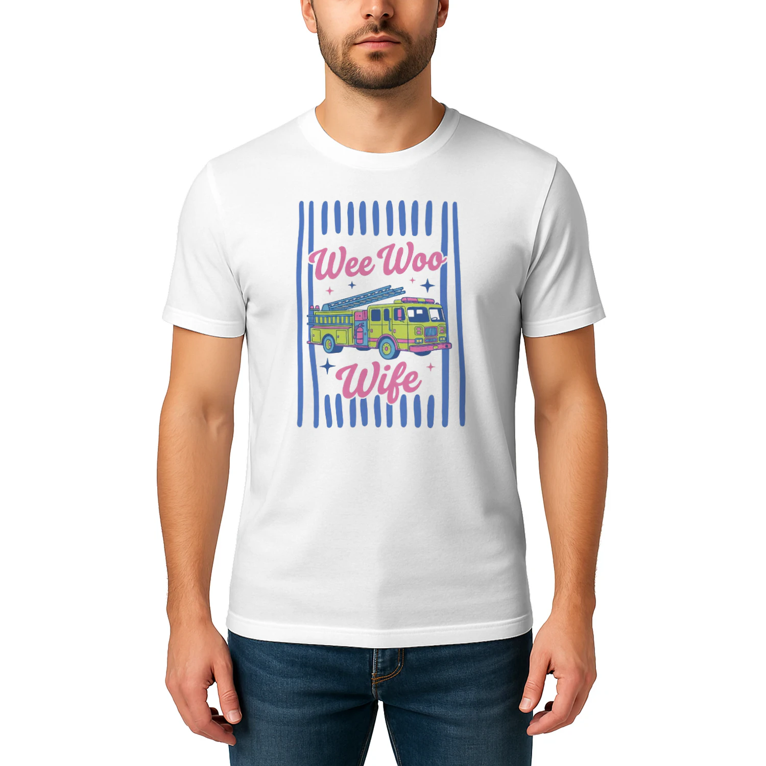 "Wee Woo Wife" Firefighter Partner Retro Graphic Premium T-shirt