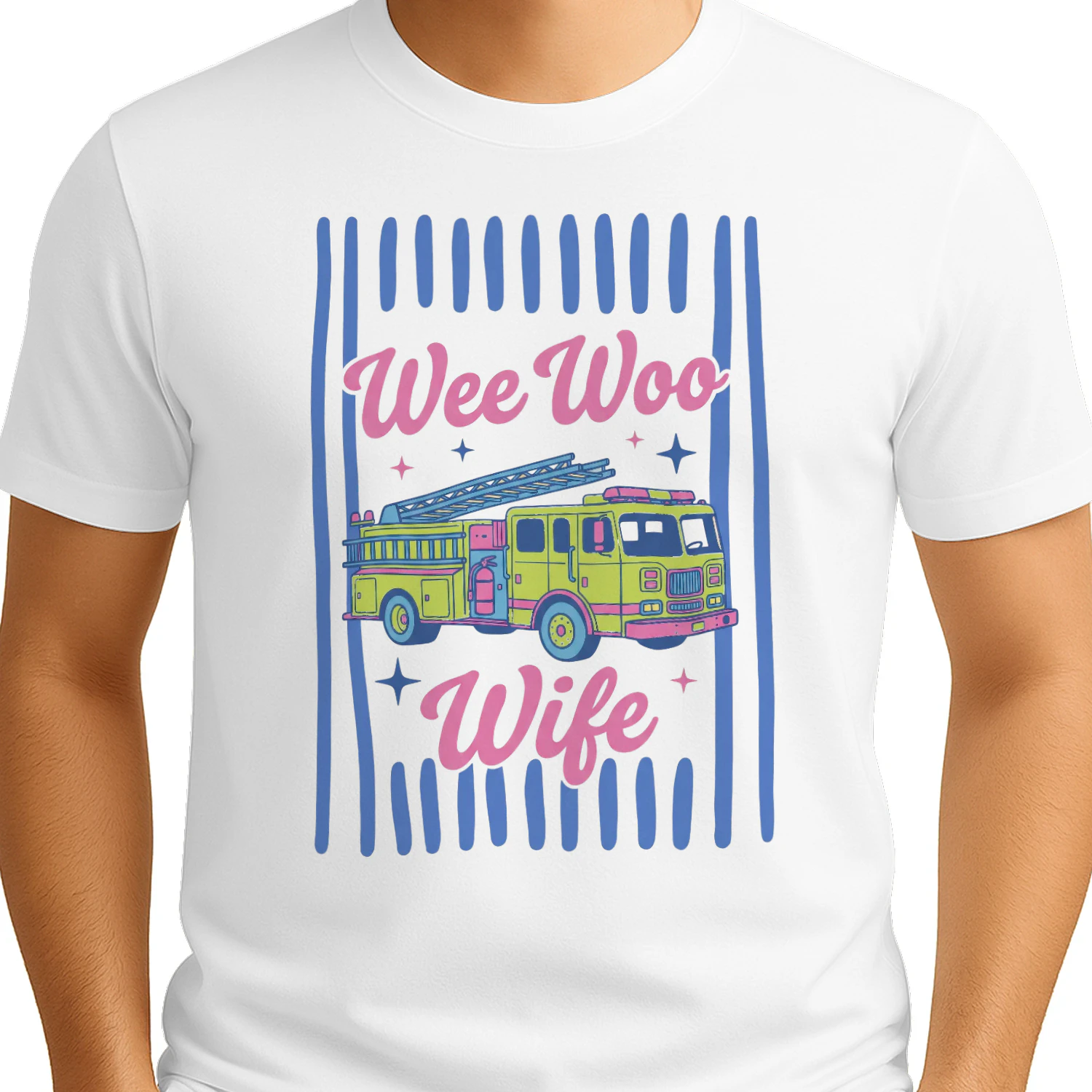 "Wee Woo Wife" Firefighter Partner Retro Graphic Premium T-shirt