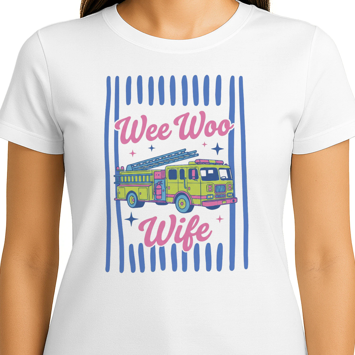 "Wee Woo Wife" Firefighter Partner Retro Graphic Premium T-shirt