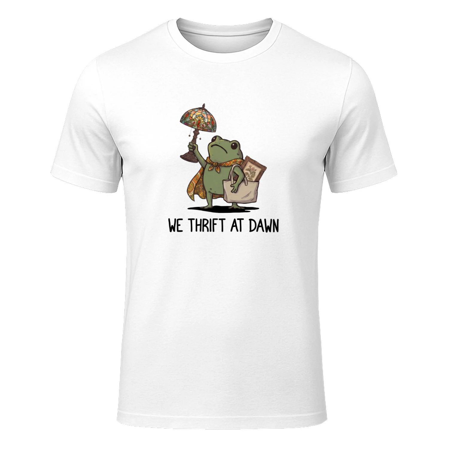 "We Thrift At Dawn" Funny Frog Meme Thrifting Graphic Classic T-shirt