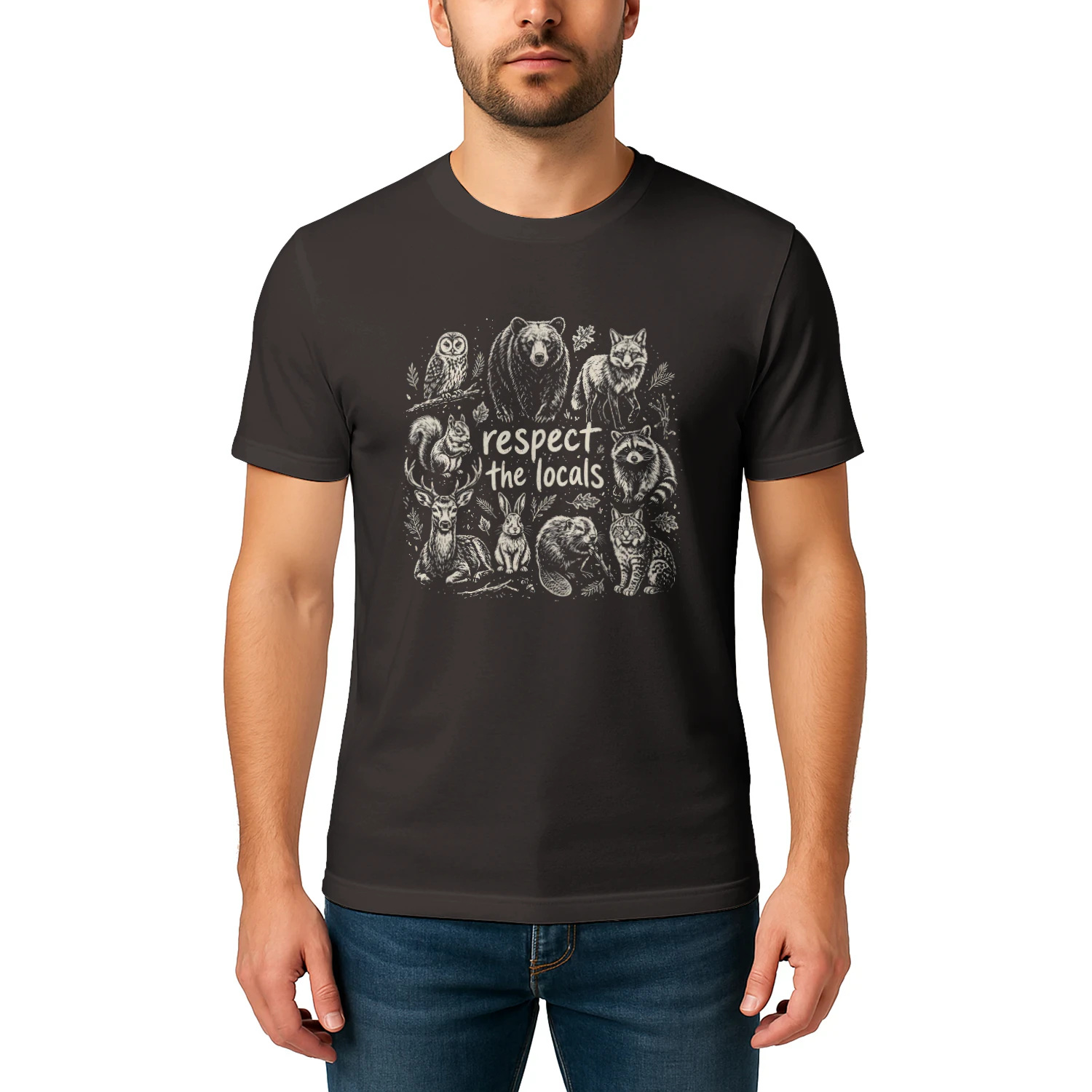 "Respect The Locals" Vintage Forest Wildlife Nature Lover Graphic Classic T-shirt