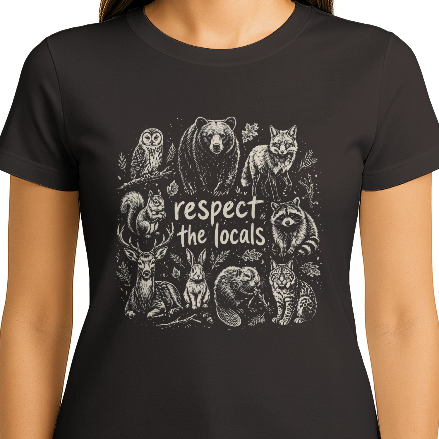 "Respect The Locals" Vintage Forest Wildlife Nature Lover Graphic Classic T-shirt