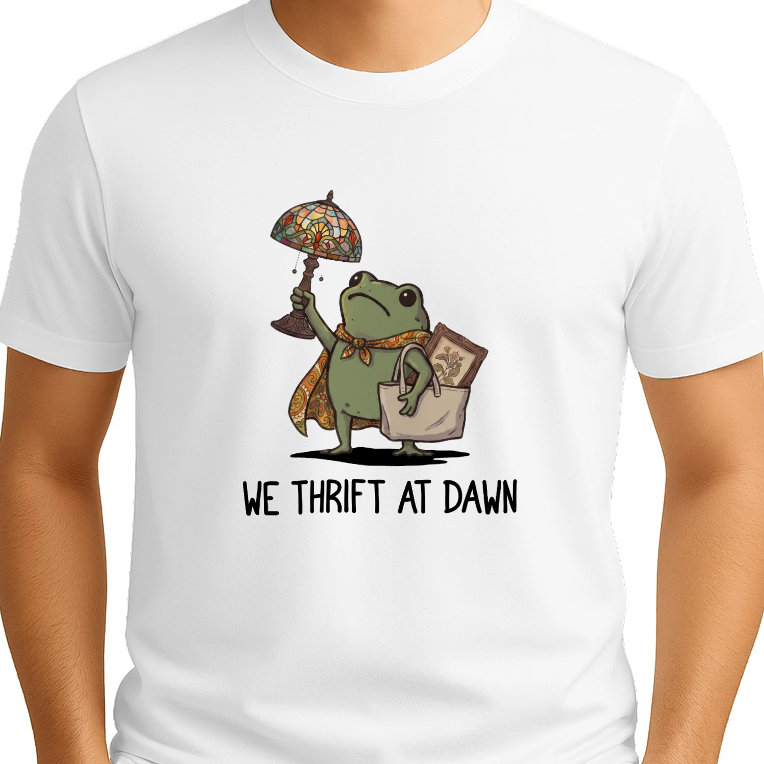 "We Thrift At Dawn" Funny Frog Meme Thrifting Graphic Classic T-shirt