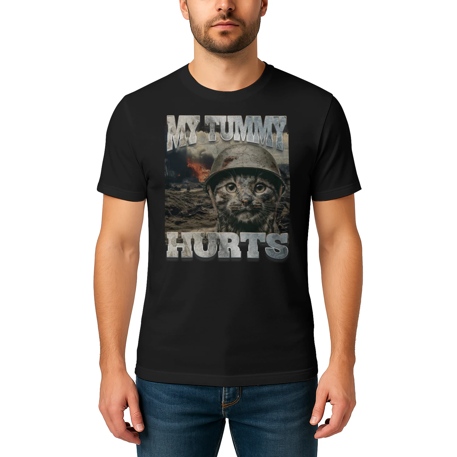 My Tummy Hurts Funny Meme Cat Bootleg Humor for Men Women