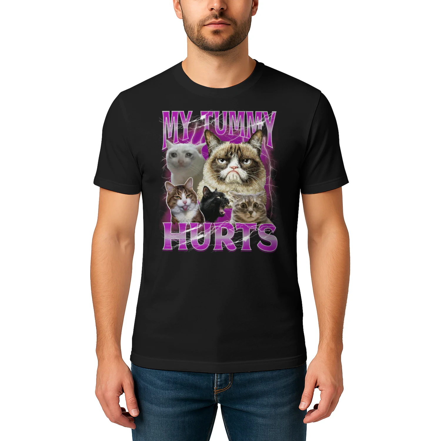 My Tummy Hurts Funny Meme Cat Bootleg Humor for Men Women