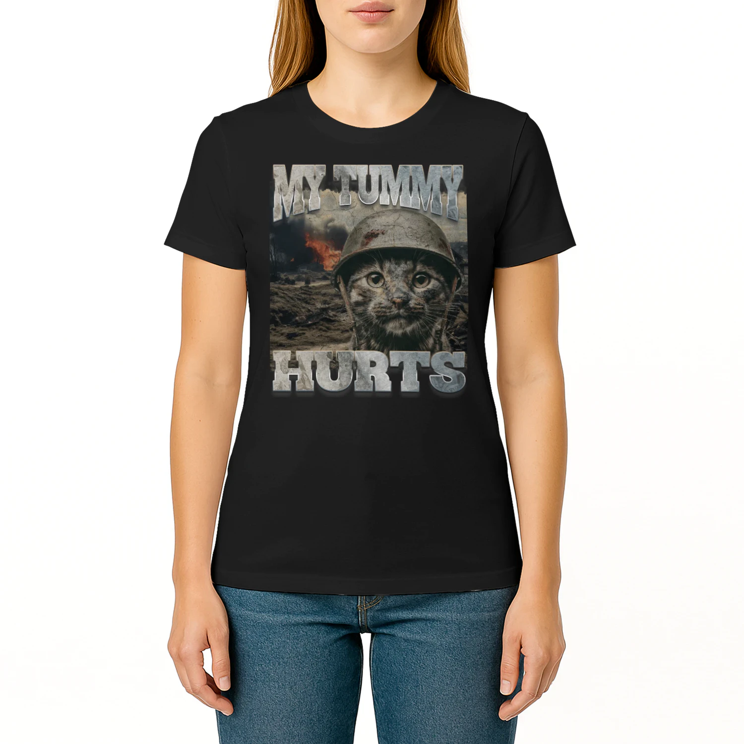 My Tummy Hurts Funny Meme Cat Bootleg Humor for Men Women