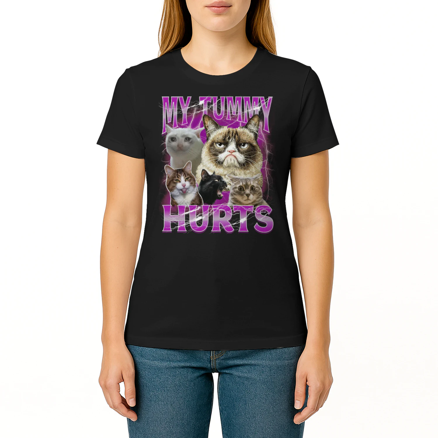My Tummy Hurts Funny Meme Cat Bootleg Humor for Men Women