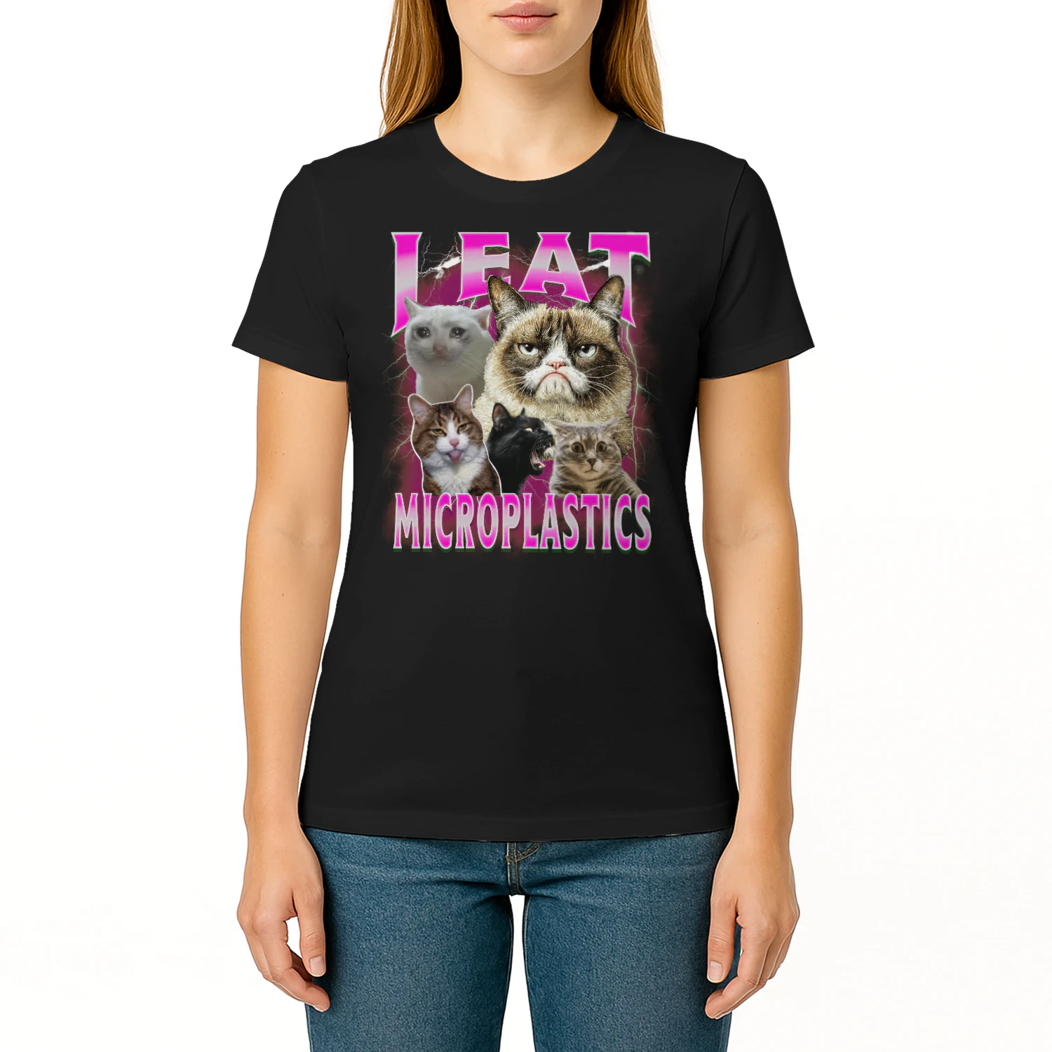 I Eat Microplastics Cat Meme Bootleg Funny Cat for Men Women
