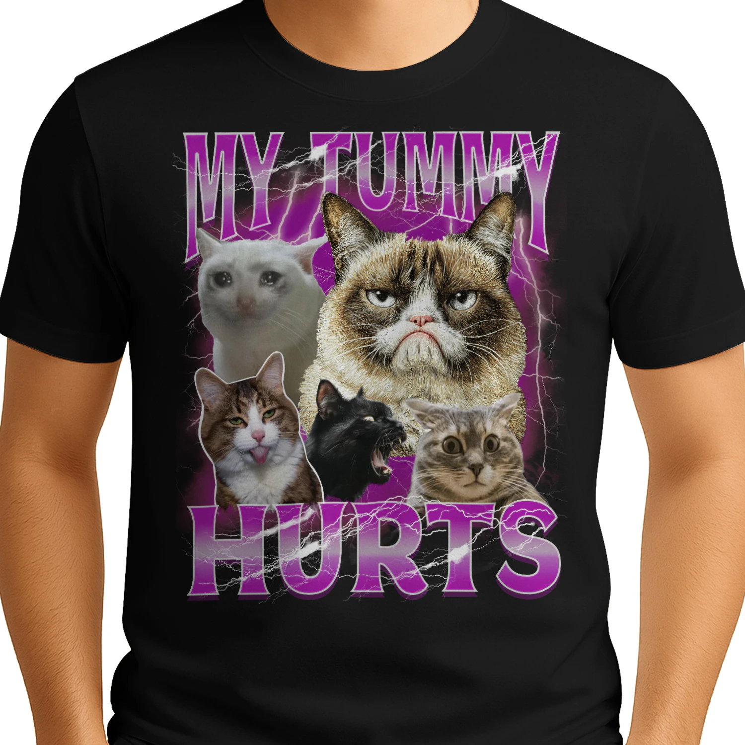 My Tummy Hurts Funny Meme Cat Bootleg Humor for Men Women