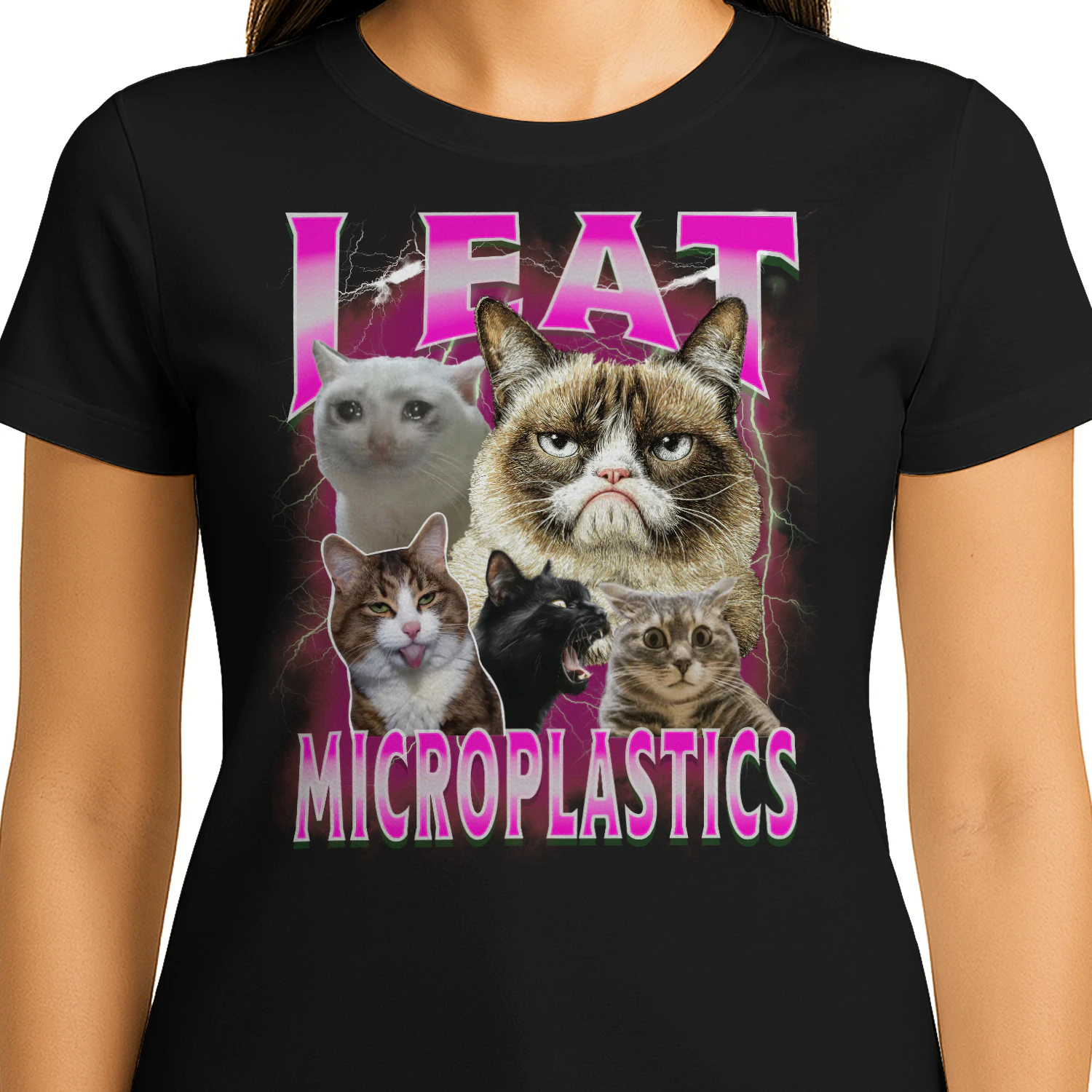 I Eat Microplastics Cat Meme Bootleg Funny Cat for Men Women