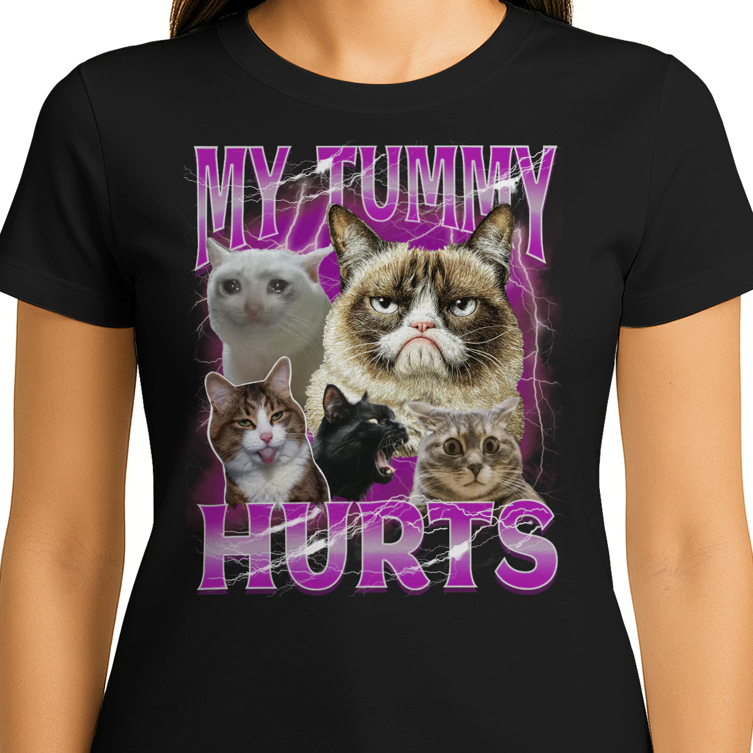 My Tummy Hurts Funny Meme Cat Bootleg Humor for Men Women