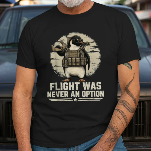 Funny Tactical Penguin Flight was Never an Option Graphic