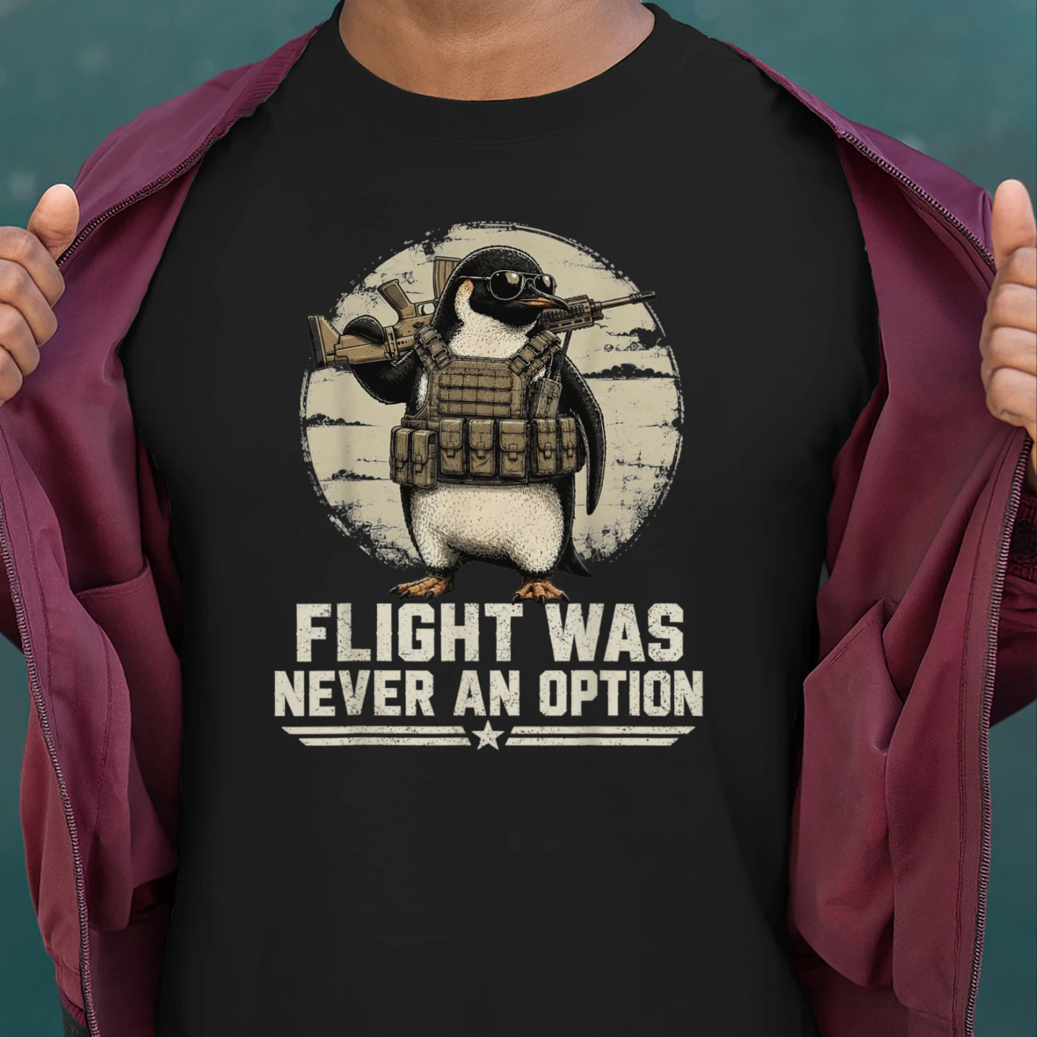 Funny Tactical Penguin Flight was Never an Option Graphic