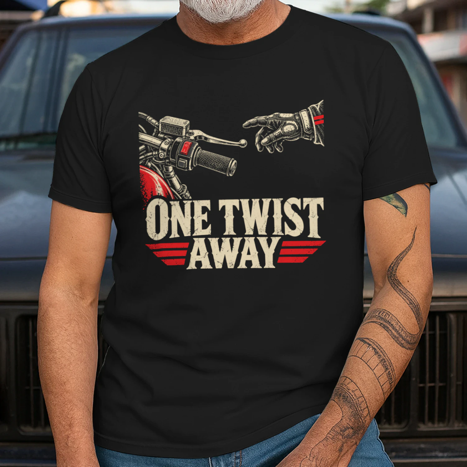 One Twist Away Vintage Motorcycle Rider Biker 