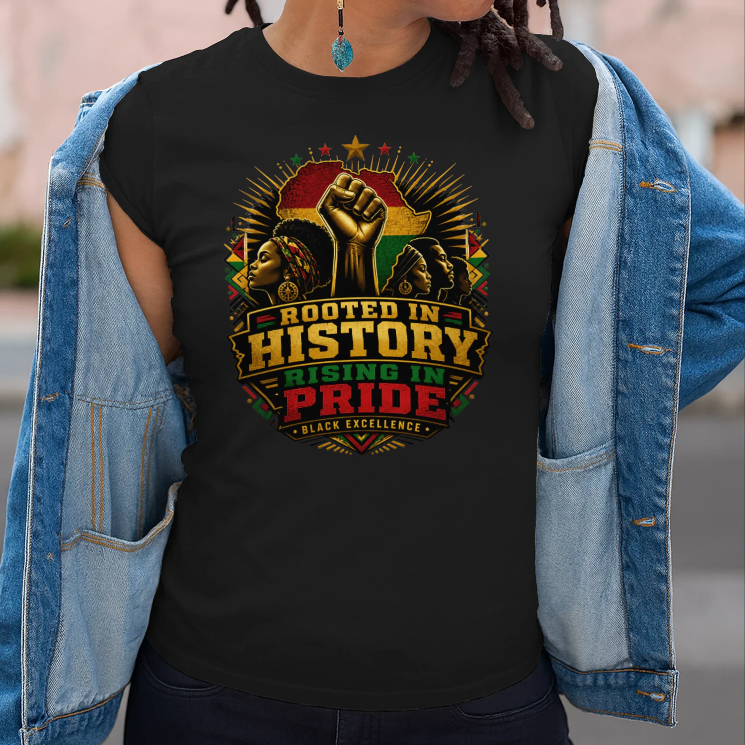 Rooted in History Rising in Pride Shirt – Black Excellence African American Pride Tee