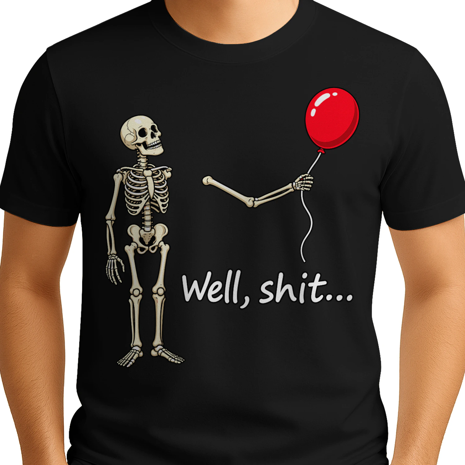 Skeleton Lost Balloon Well Shit Funny Saying Quote