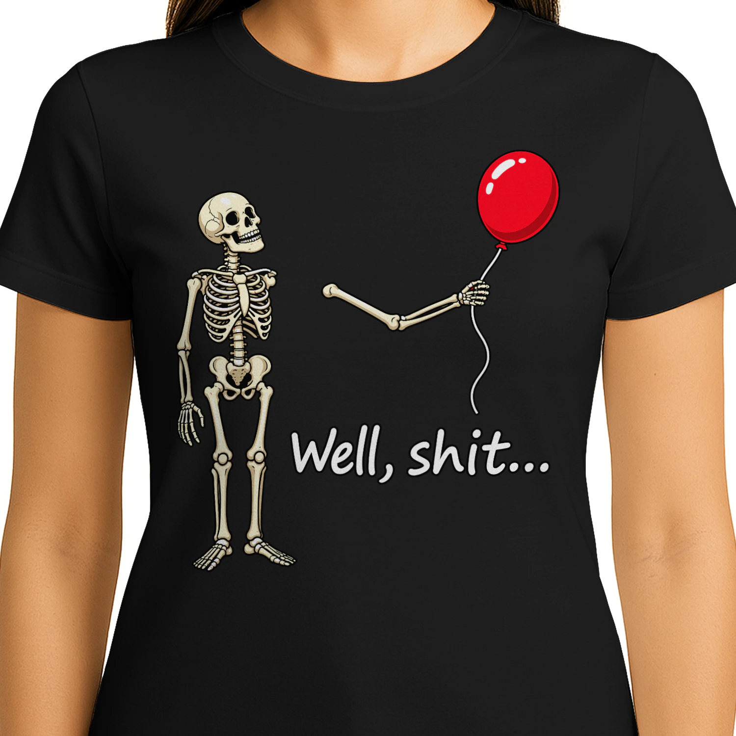 Skeleton Lost Balloon Well Shit Funny Saying Quote