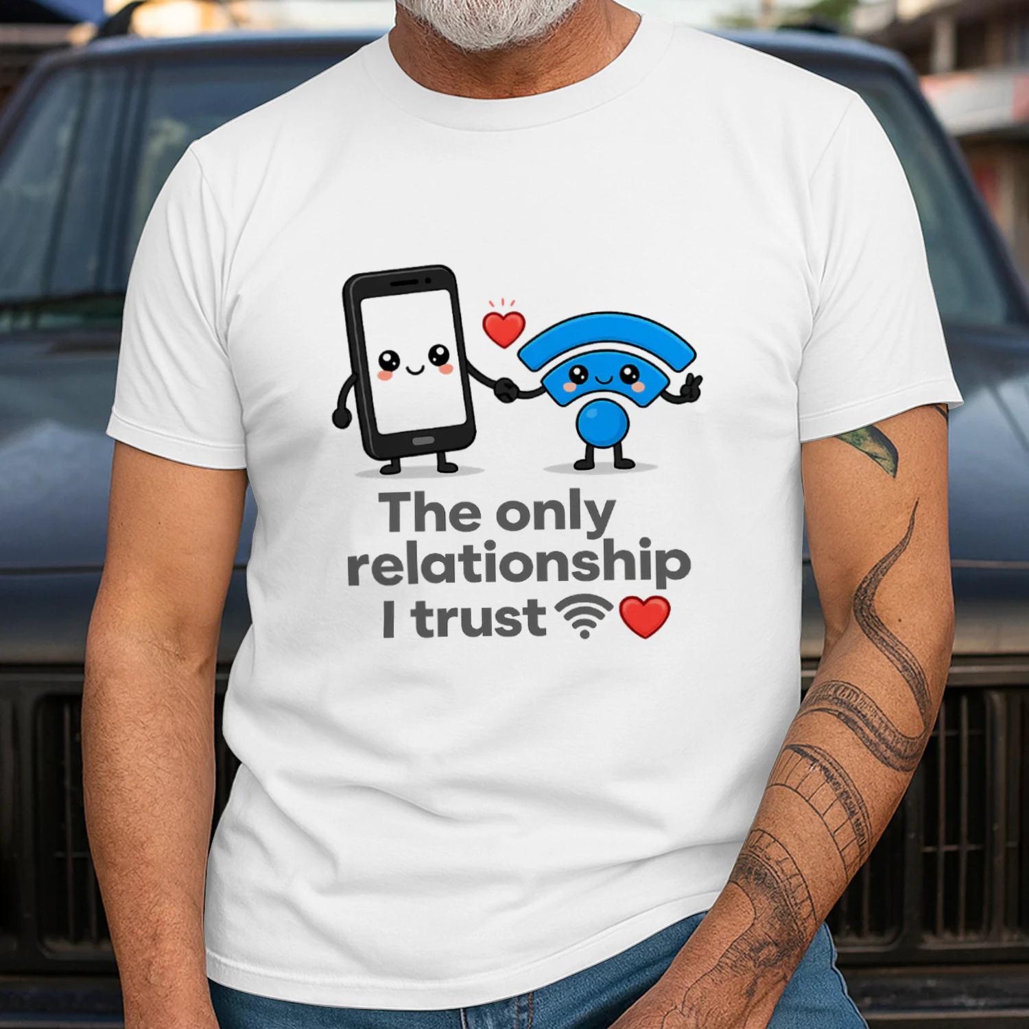Cute WiFi Love T Shirt  Funny Tech Connection Design