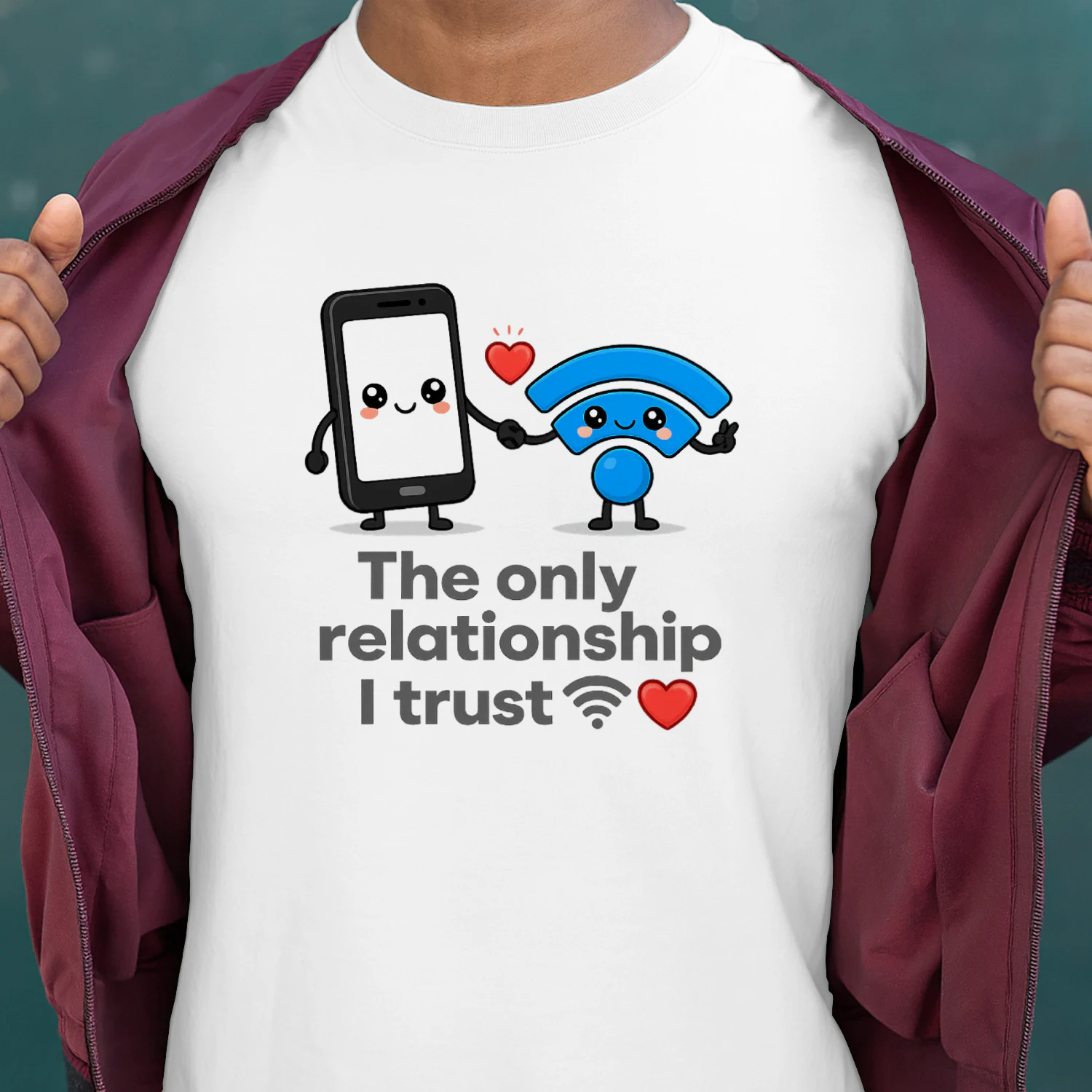 Cute WiFi Love T Shirt  Funny Tech Connection Design
