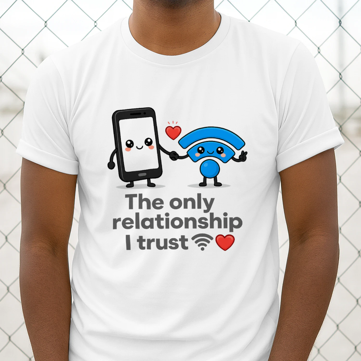 Cute WiFi Love T Shirt  Funny Tech Connection Design