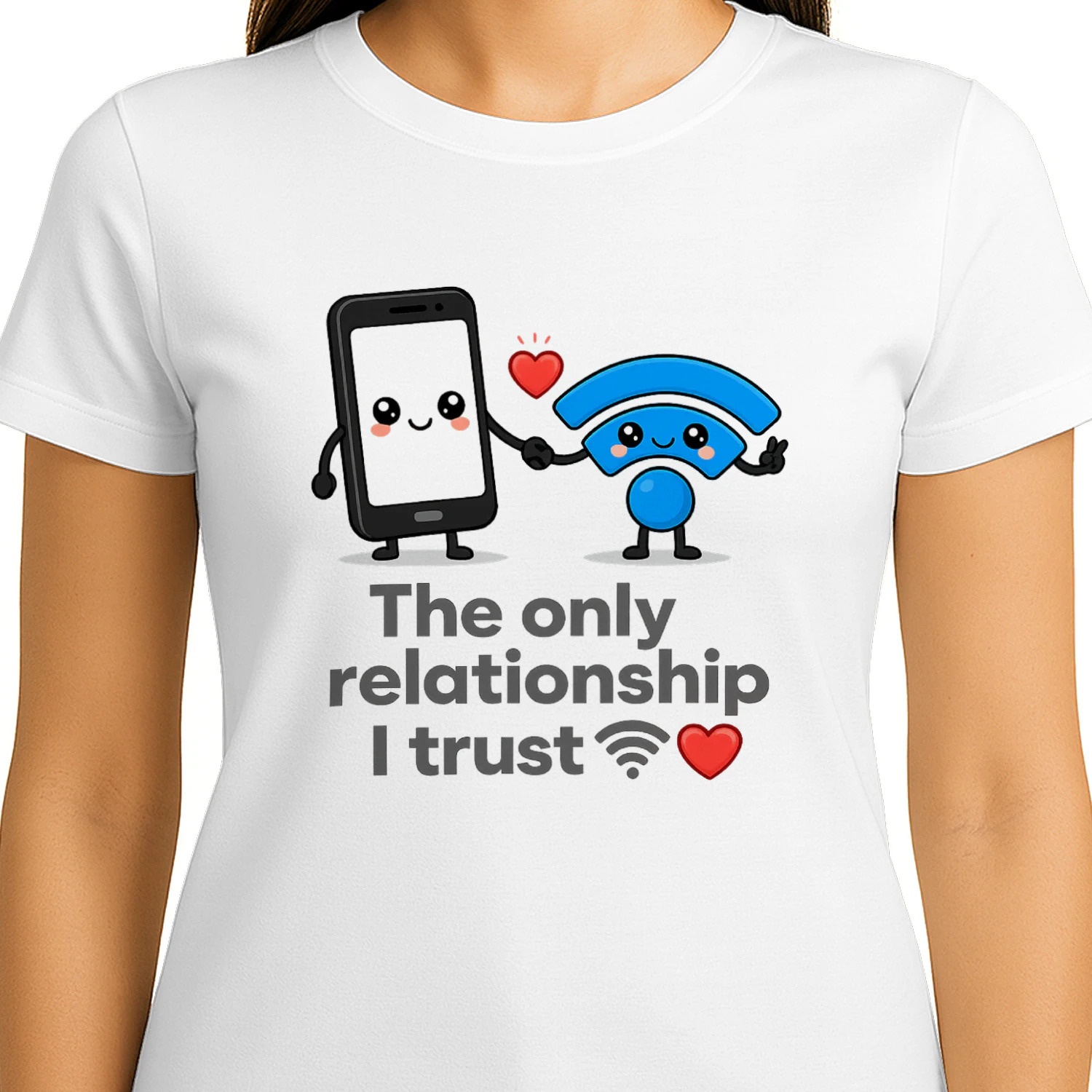 Cute WiFi Love T Shirt  Funny Tech Connection Design