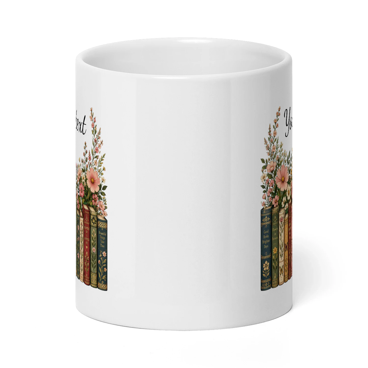 Personalized Floral Books Mug, Favorite Bookshelf Coffee Mug, Custom Tittle & Name Librarian Bookworm Gift for Reader, Gift for Book Lovers