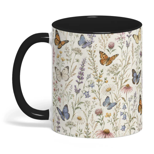 Butterfly Wildflower Botanical Garden Nature Cottagecore Floral Throw Pillow