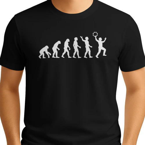 Funny Tambourine T-Shirt, Tambourine Evolution Musician Gift, Percussion Graphic Tee, Tambourine Lover Gift, Musician Fan