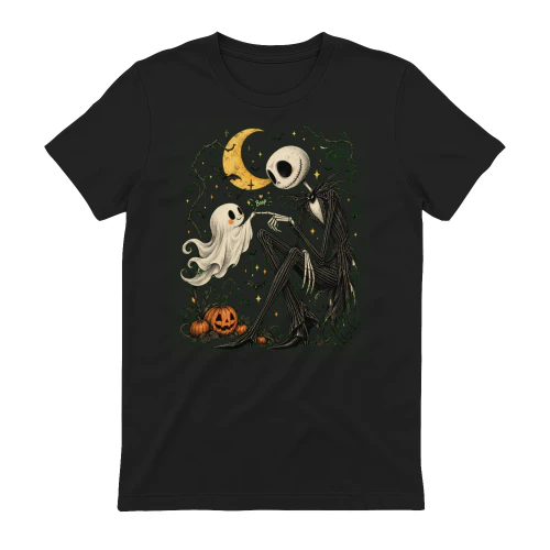 Women's Zero Dog Boop Halloween Skeleton Spooky Ghost V-Neck T-Shirt