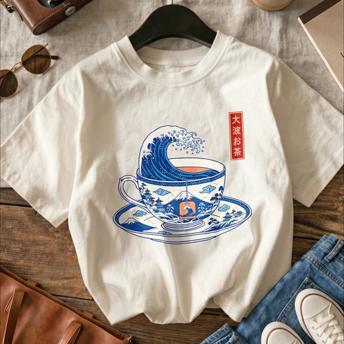 The Great Wave Off Kanagawa Tea Cup T-Shirt