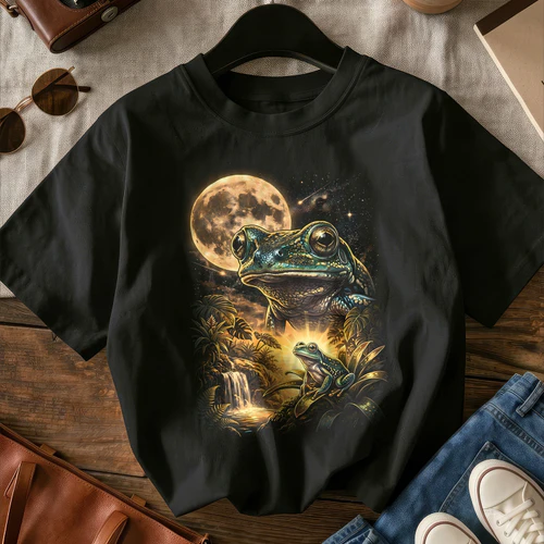 Frog and Full Moon Vintage Graphic T-Shirt