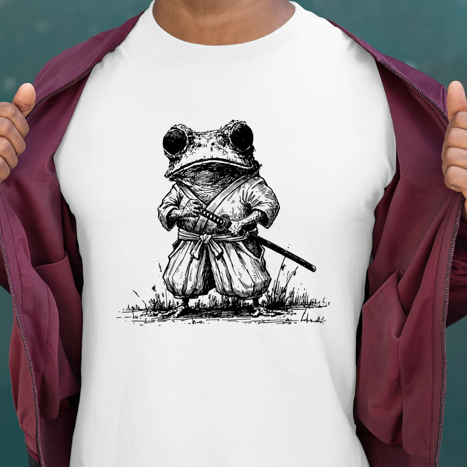 Japanese Samurai Frog Graphic T-shirt