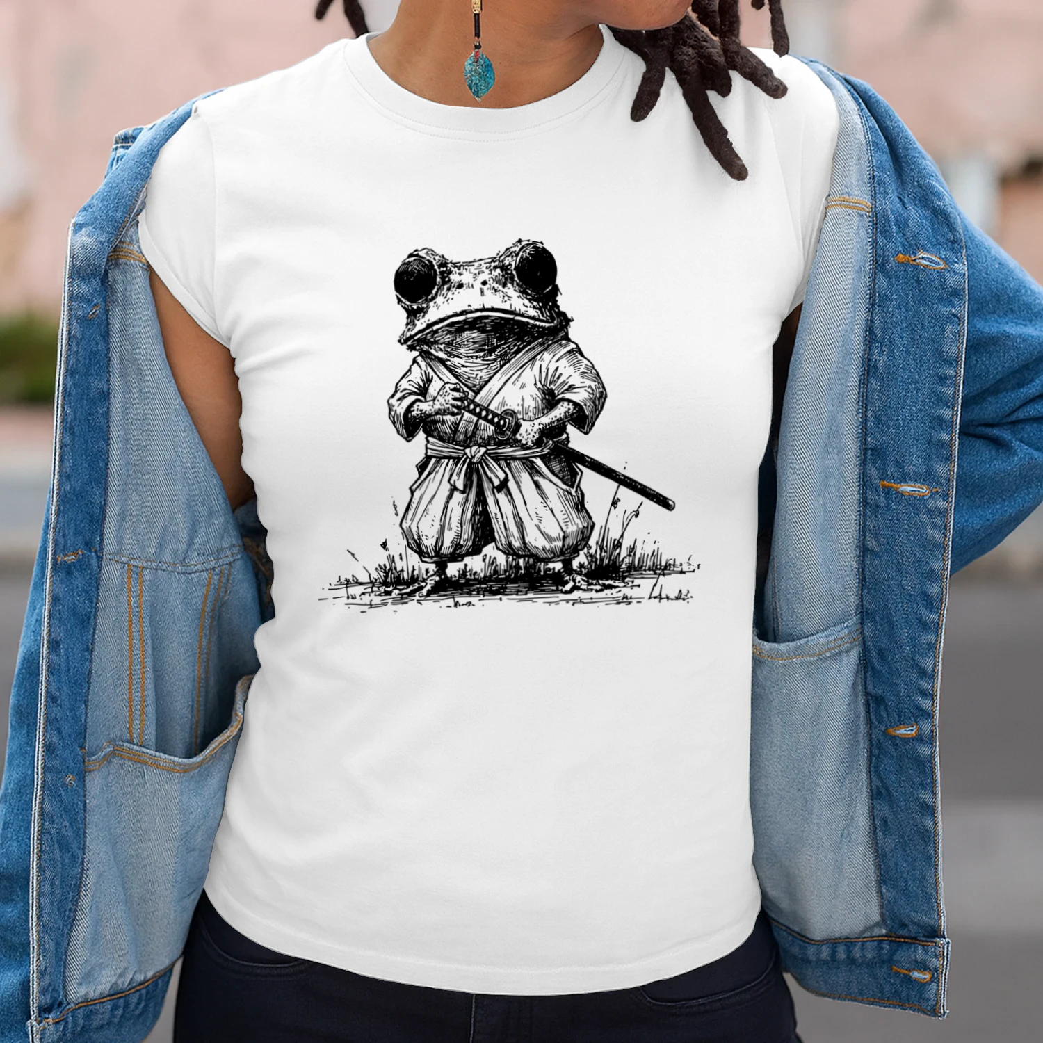 Japanese Samurai Frog Graphic T-shirt