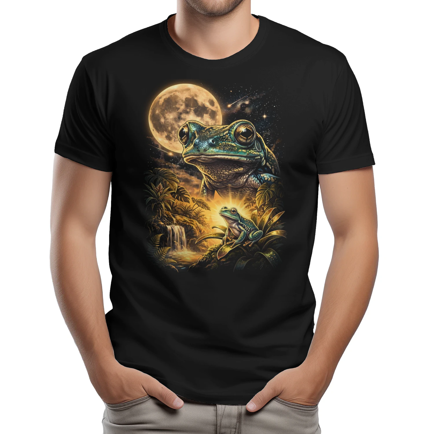 Frog And The Full Moon Vintage Graphic T-shirt