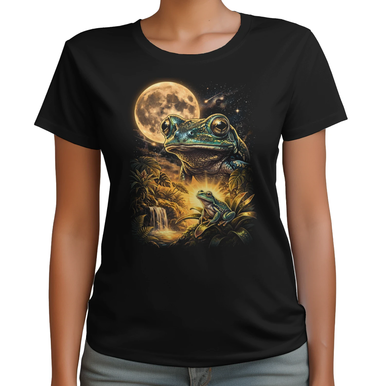 Frog And The Full Moon Vintage Graphic T-shirt