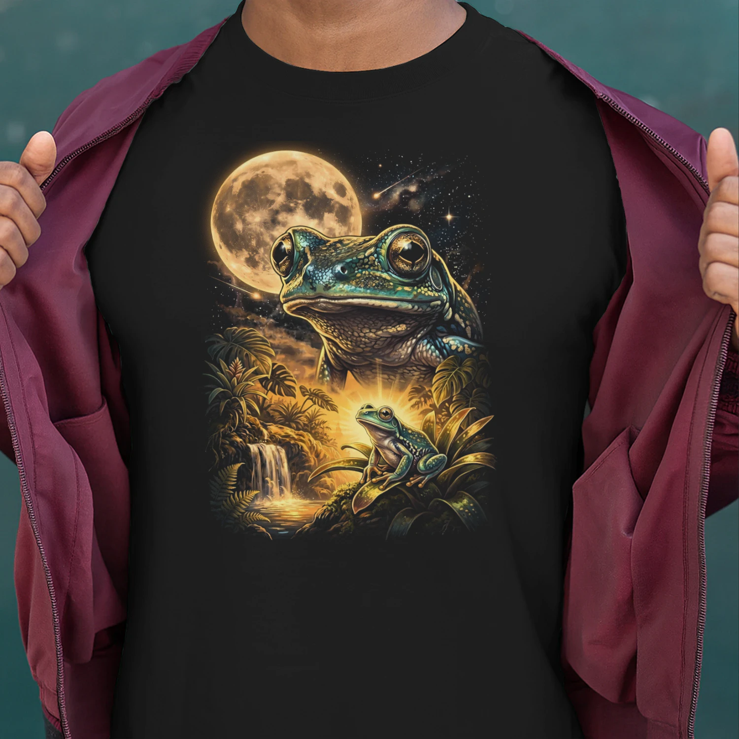 Frog And The Full Moon Vintage Graphic T-shirt
