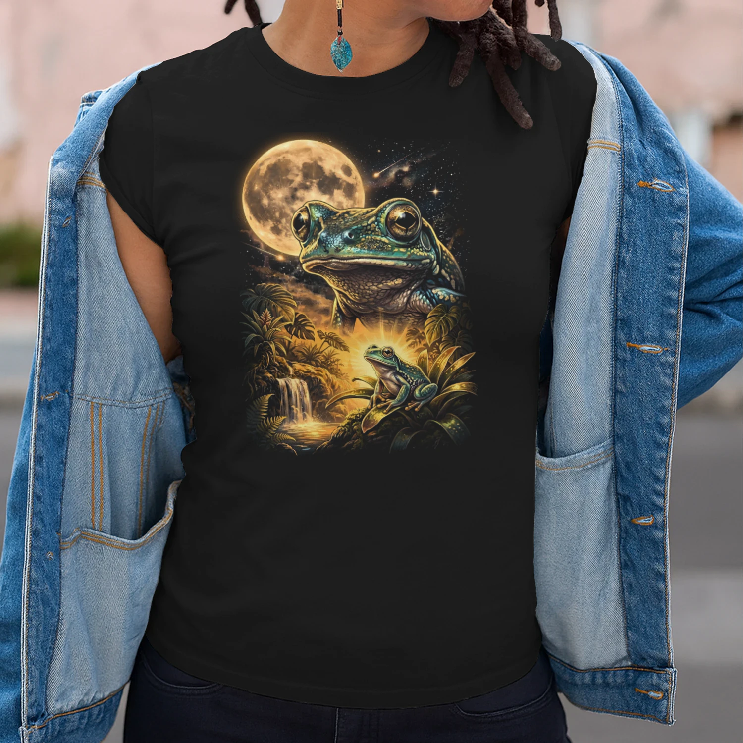 Frog And The Full Moon Vintage Graphic T-shirt
