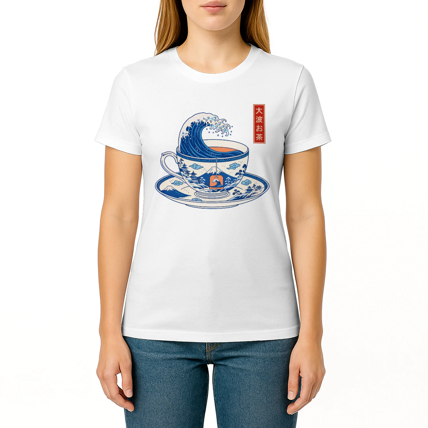 The Great Wave Off Kanagawa Tea Cup T-shirt