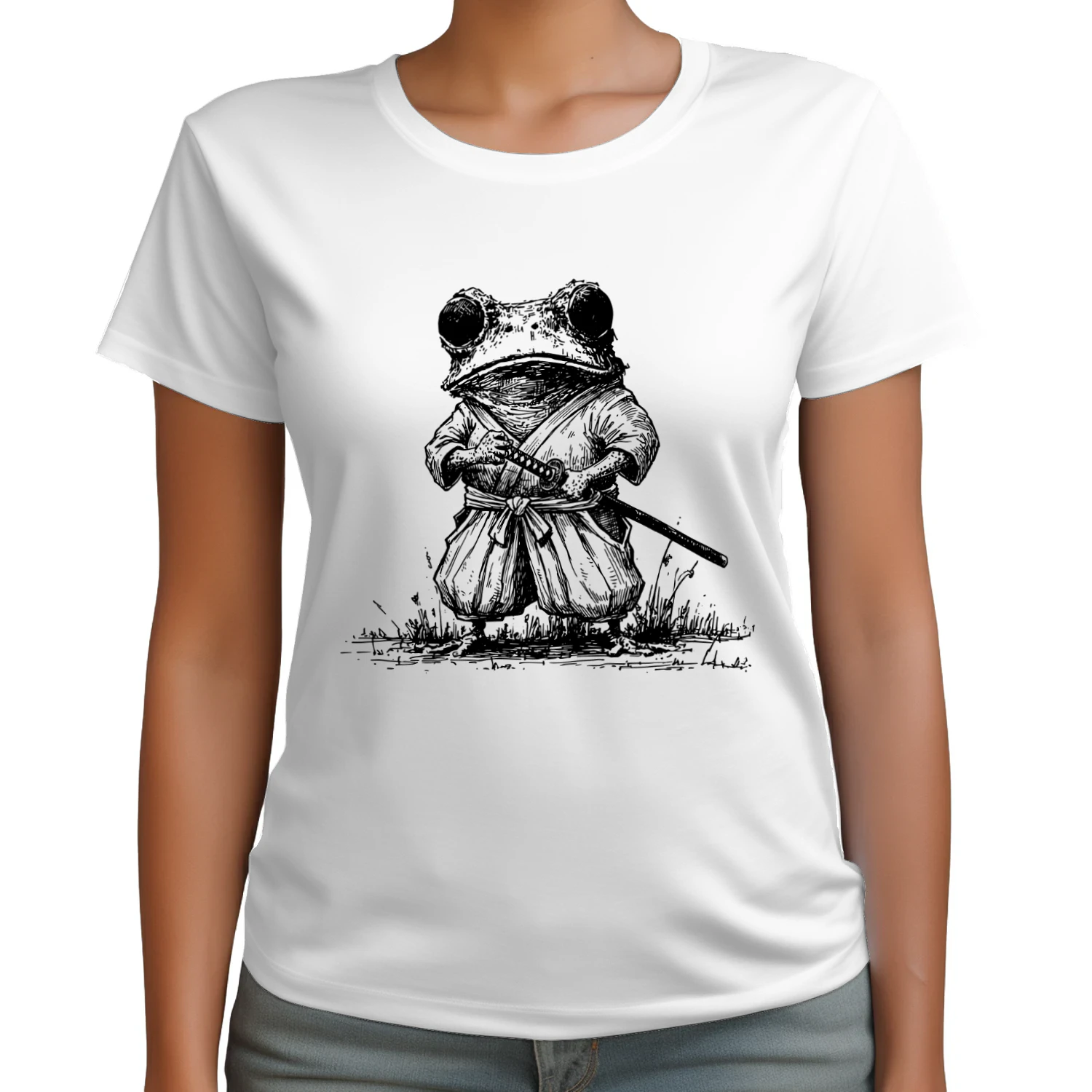Japanese Samurai Frog Graphic T-shirt