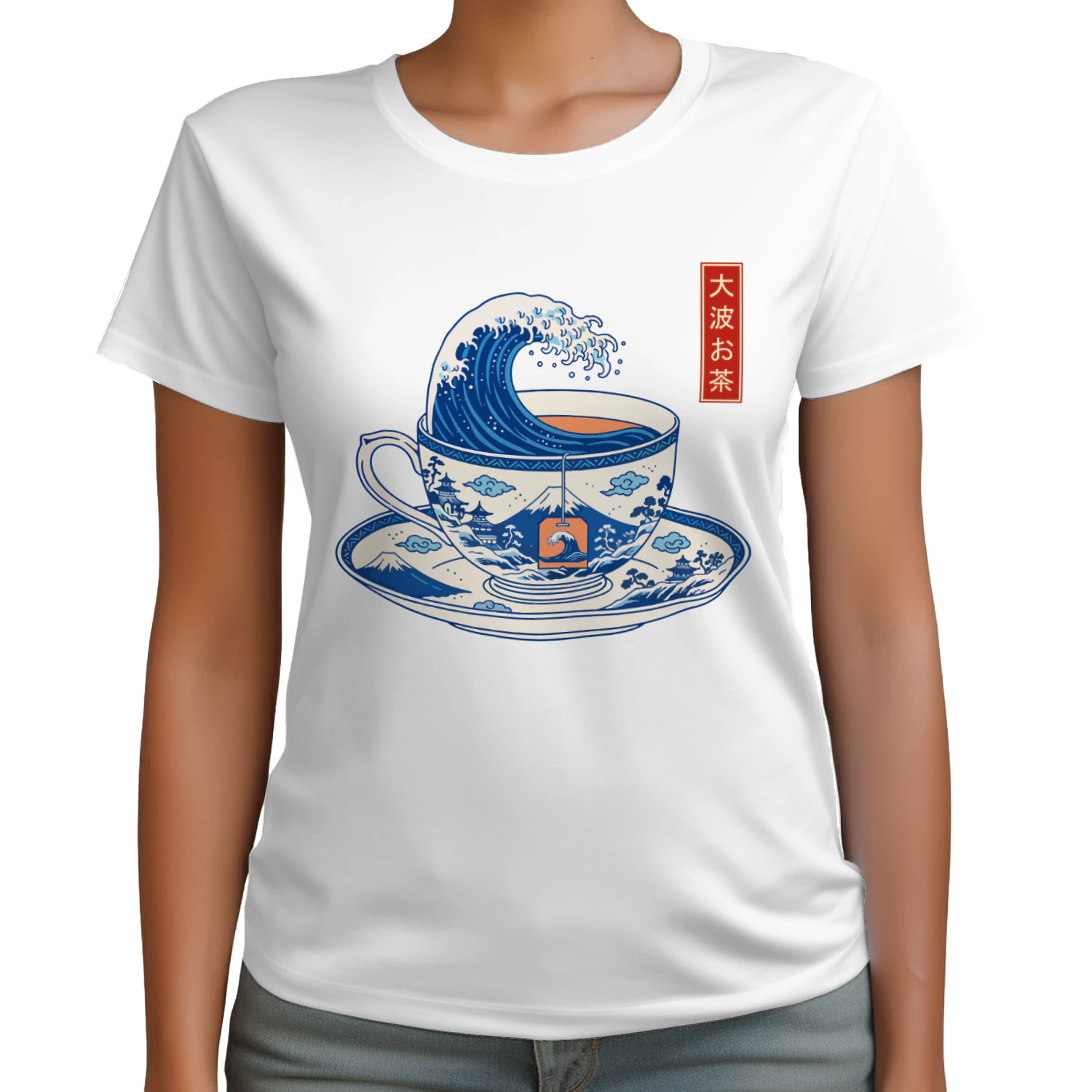 The Great Wave Off Kanagawa Tea Cup T-shirt