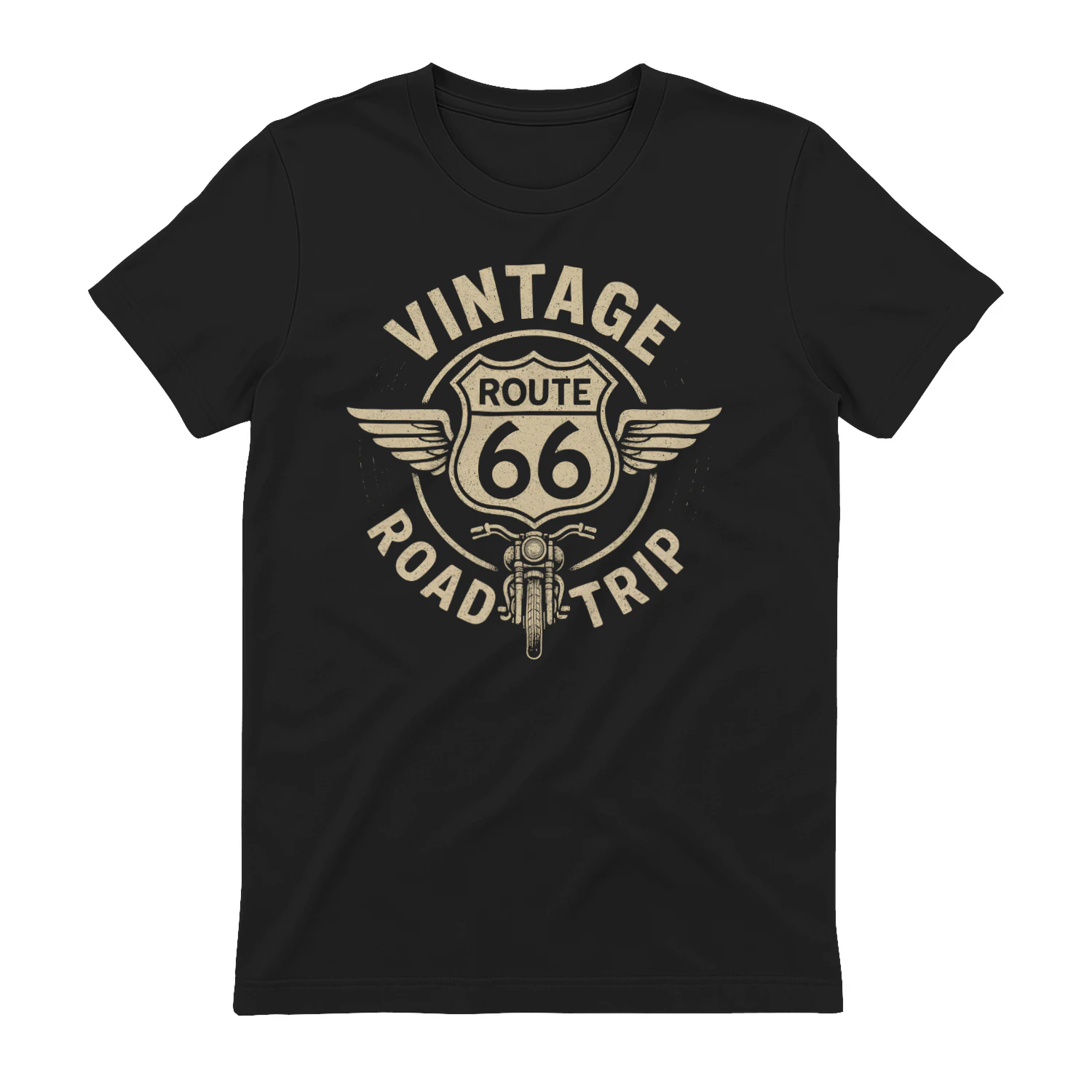 Vintage Route 66 Motorrad T-Shirt Retro Biker Geschenkidee für Männer